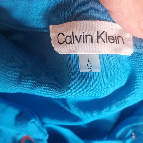 Calvin Klein Blue Lace-Up Women's Blouse Size L Euc - Picture 4 of 4